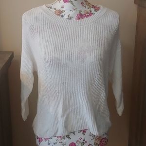 Express white 3/4 sleeve sweater SMALL keyhole bac